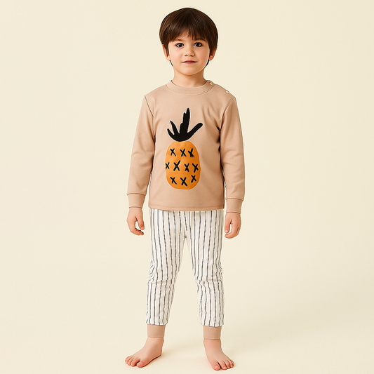Pijama For Kids Long Sleeve Pineapple Design Size 5-7y