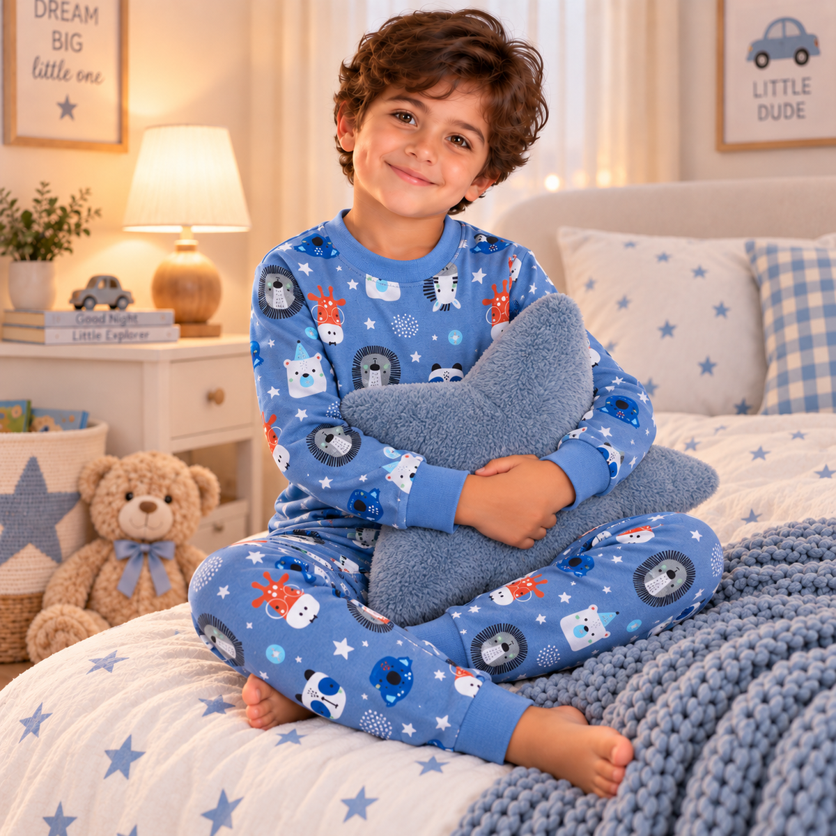 Kids’ Cotton 100% Animals Pajama Set | 0–8Y