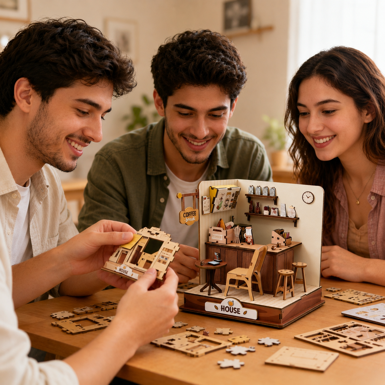 Wooden Coffee House Miniature Puzzle – 105 Pieces