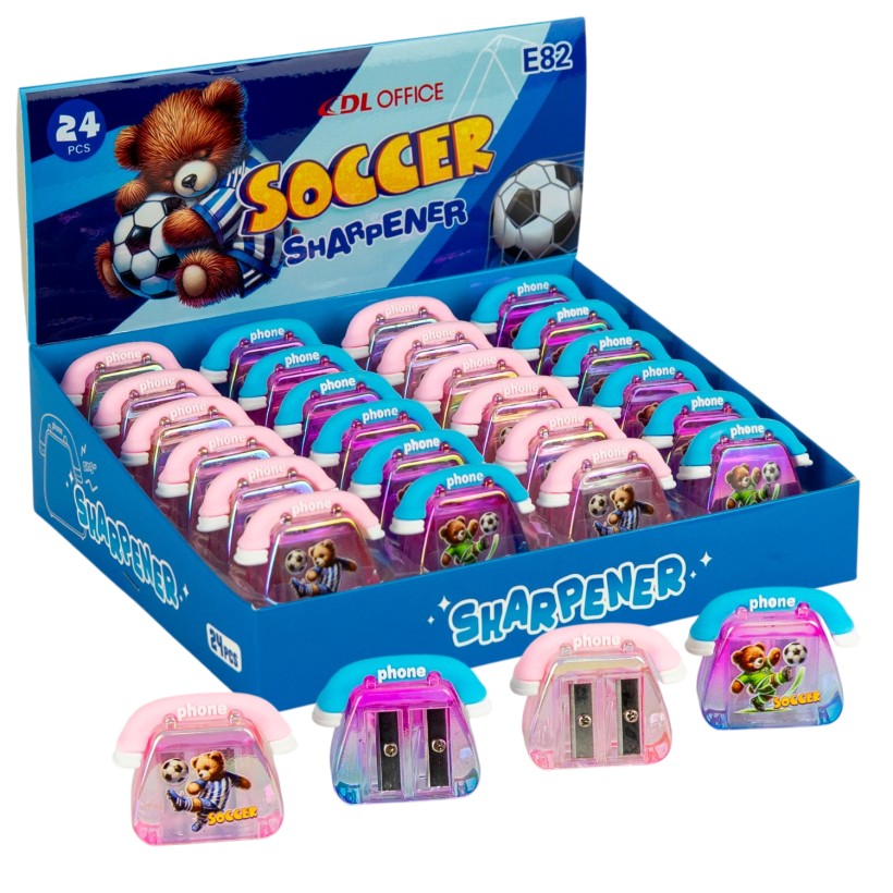 Soccer Teddy Bear Phone-Shaped Double Pencil Sharpener