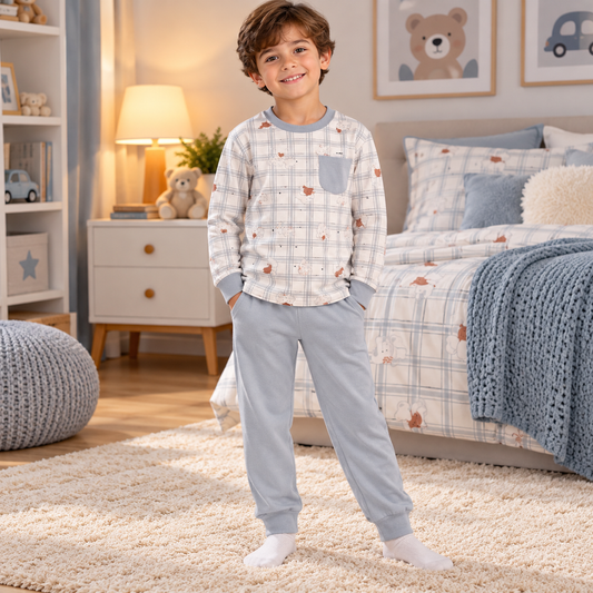 Boys’ Soft Cotton Fleece  Pajama Set | 5–12Y