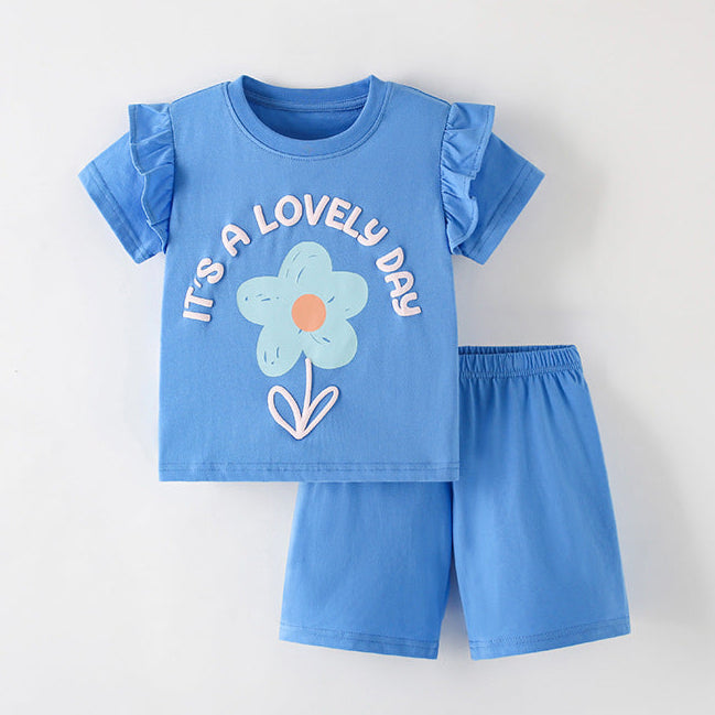 Girls  Cotton Flowers – Soft Summer Outfit (3–10Y)