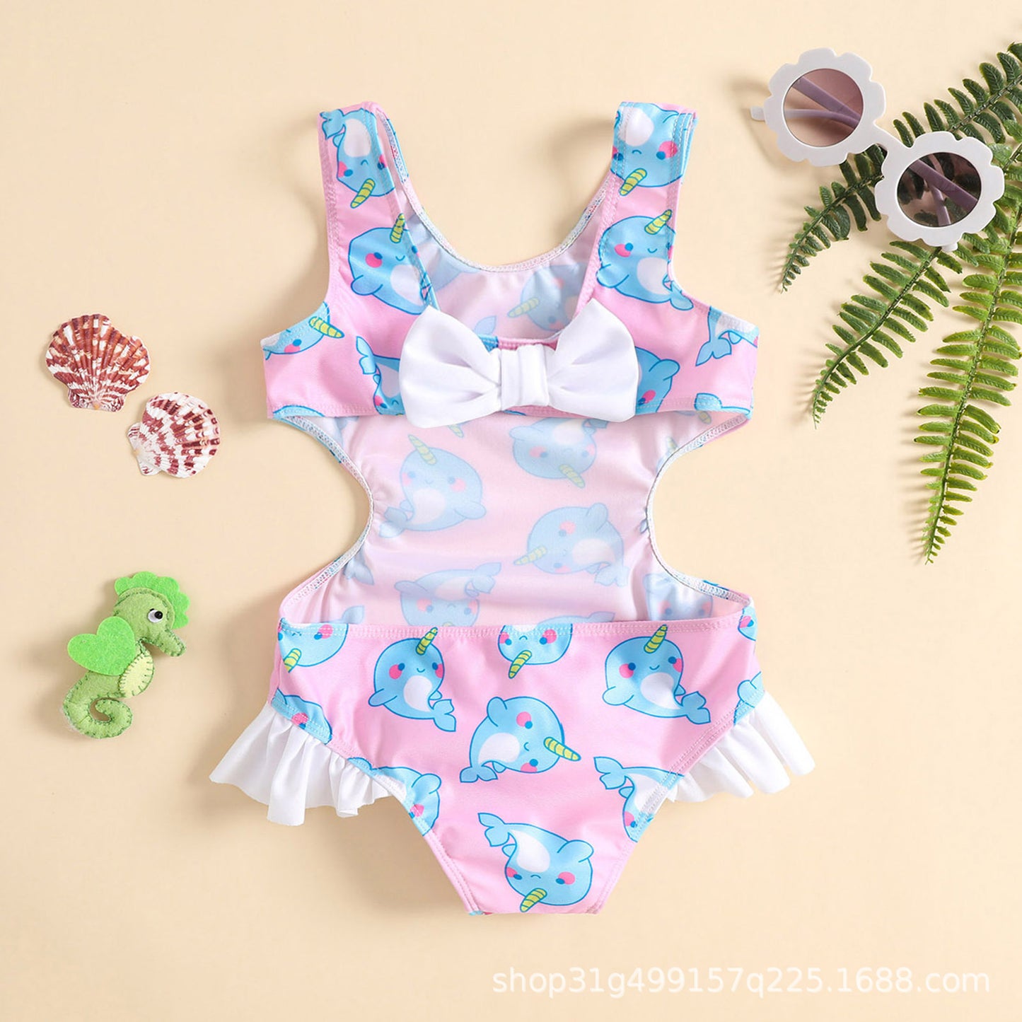 Narwhal Princess Cut-Out Swimsuit Size 1-6Y
