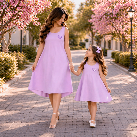 Mom & Daughter Matching Heart Detail  2pcs Dresses | M+8y