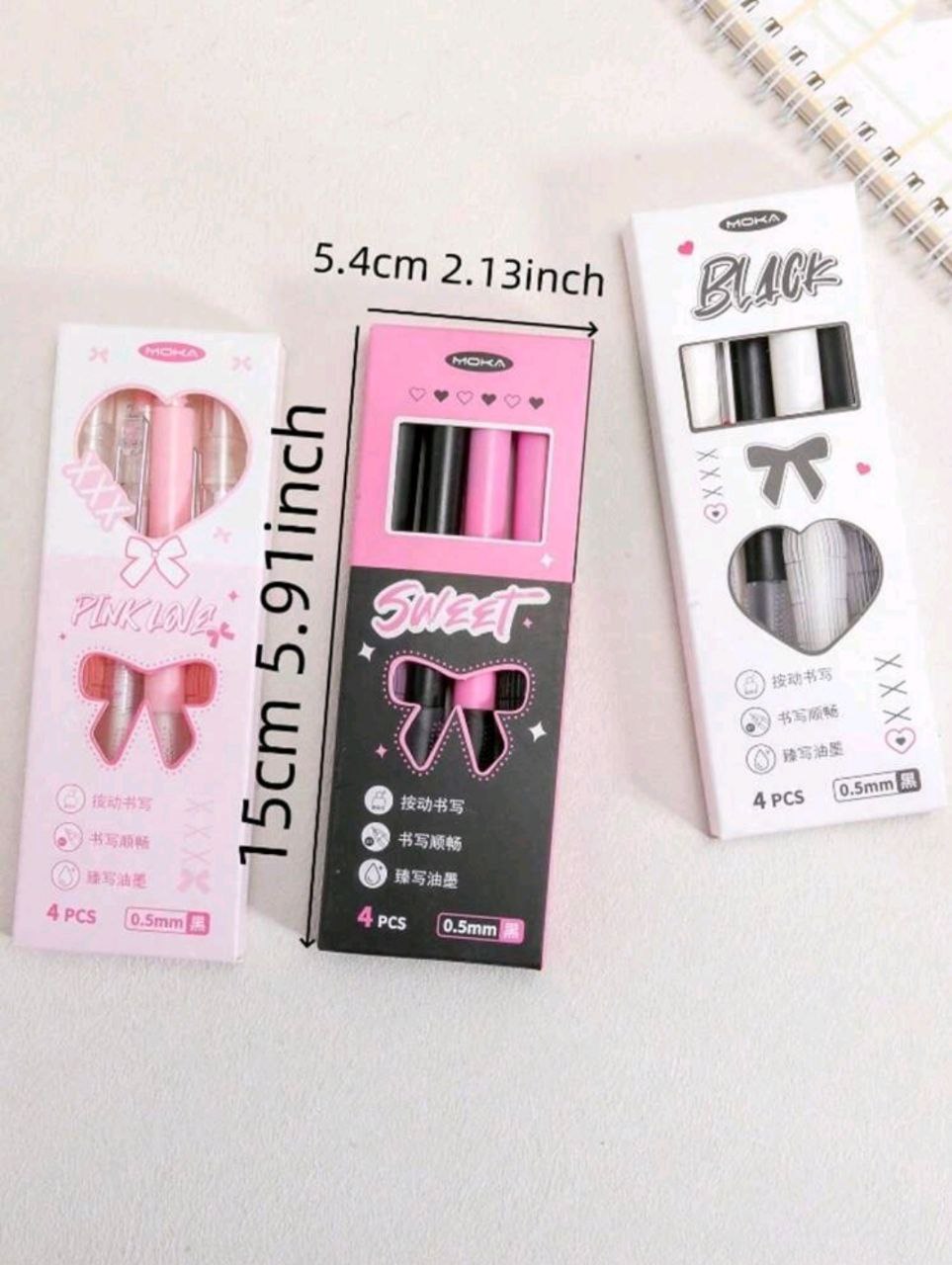 Heart Design Pen Pack Of 4 Pcs 0.5mm