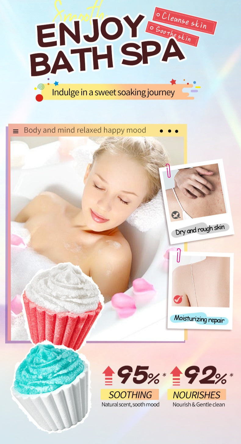 Cupcake Bath Bomb Gift Set – 6PCS Nourishing & Fizzy Spa  Icecream Bath Bombs