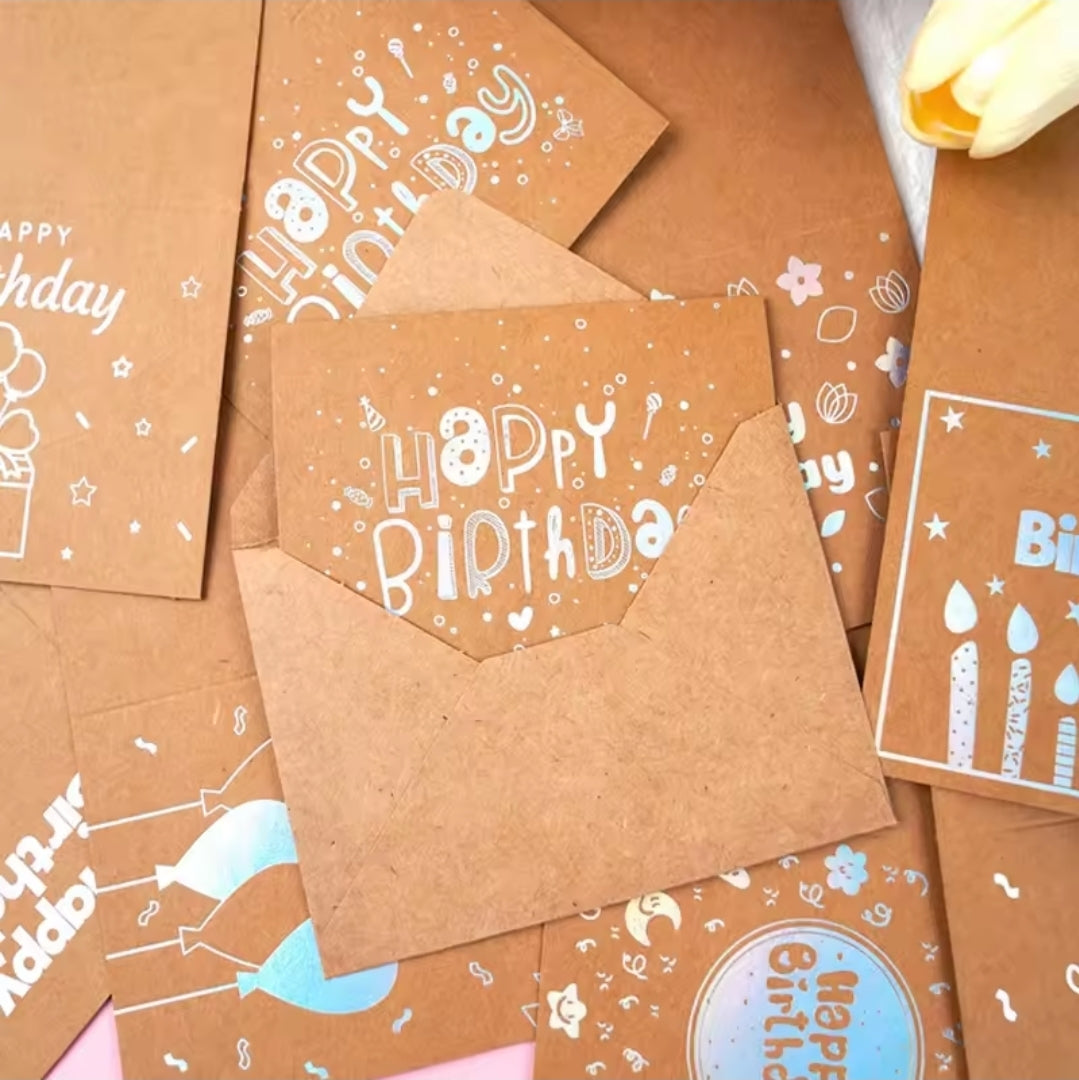 Birthday Card Craft Paper With Enveloppe 8pcs