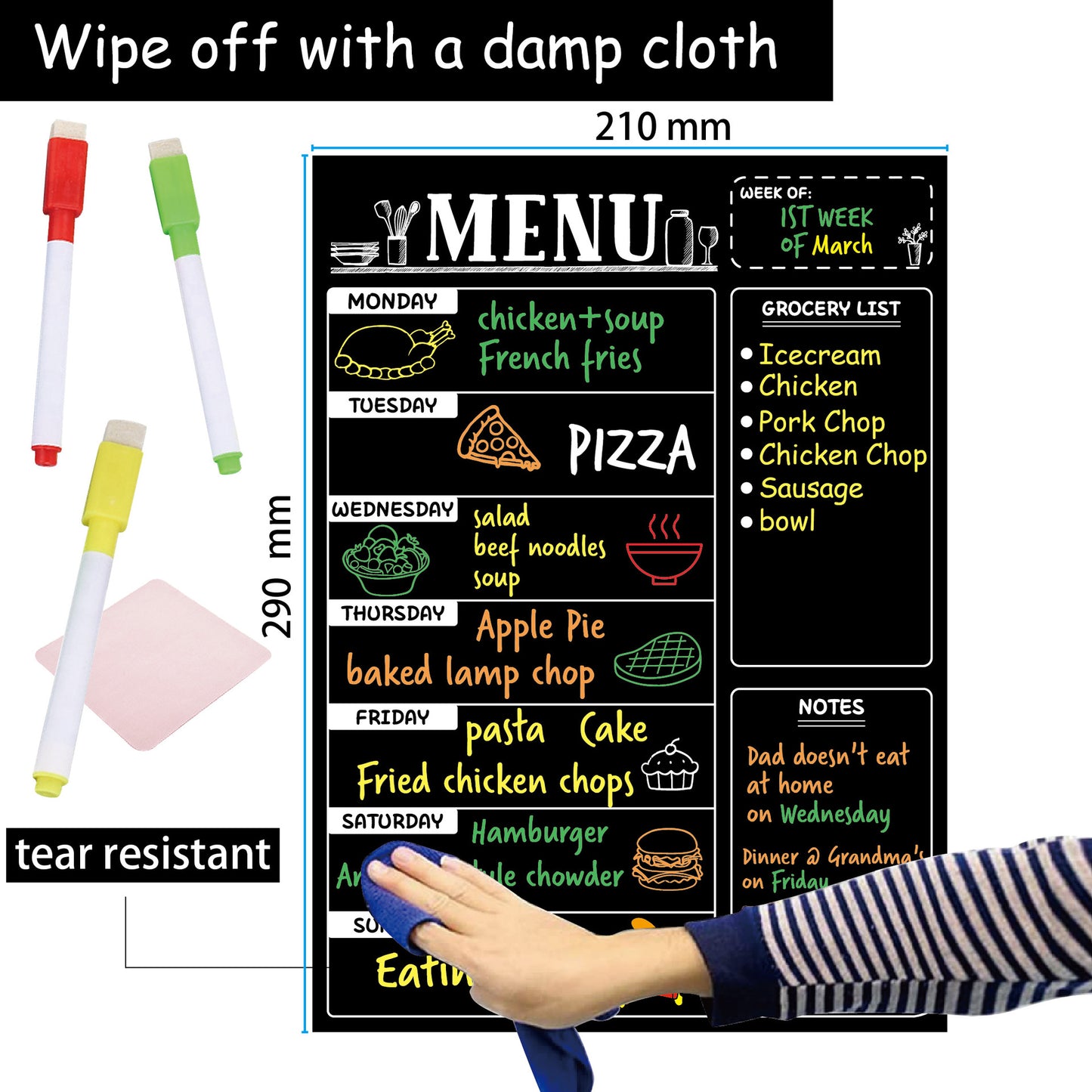 Black Kitchen Label waterproof removable handwriting blackboard