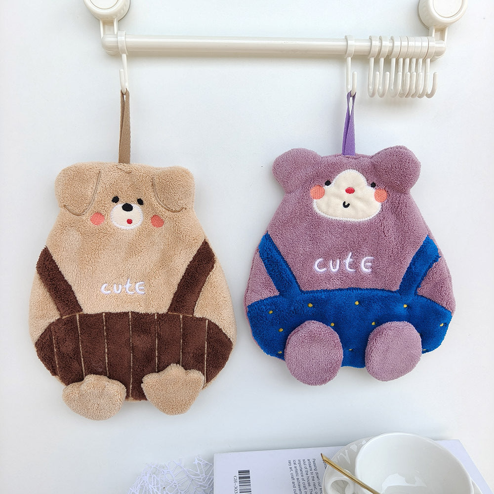 Cute Animal Coral Fleece Hanging Hand Towel 23×19cm