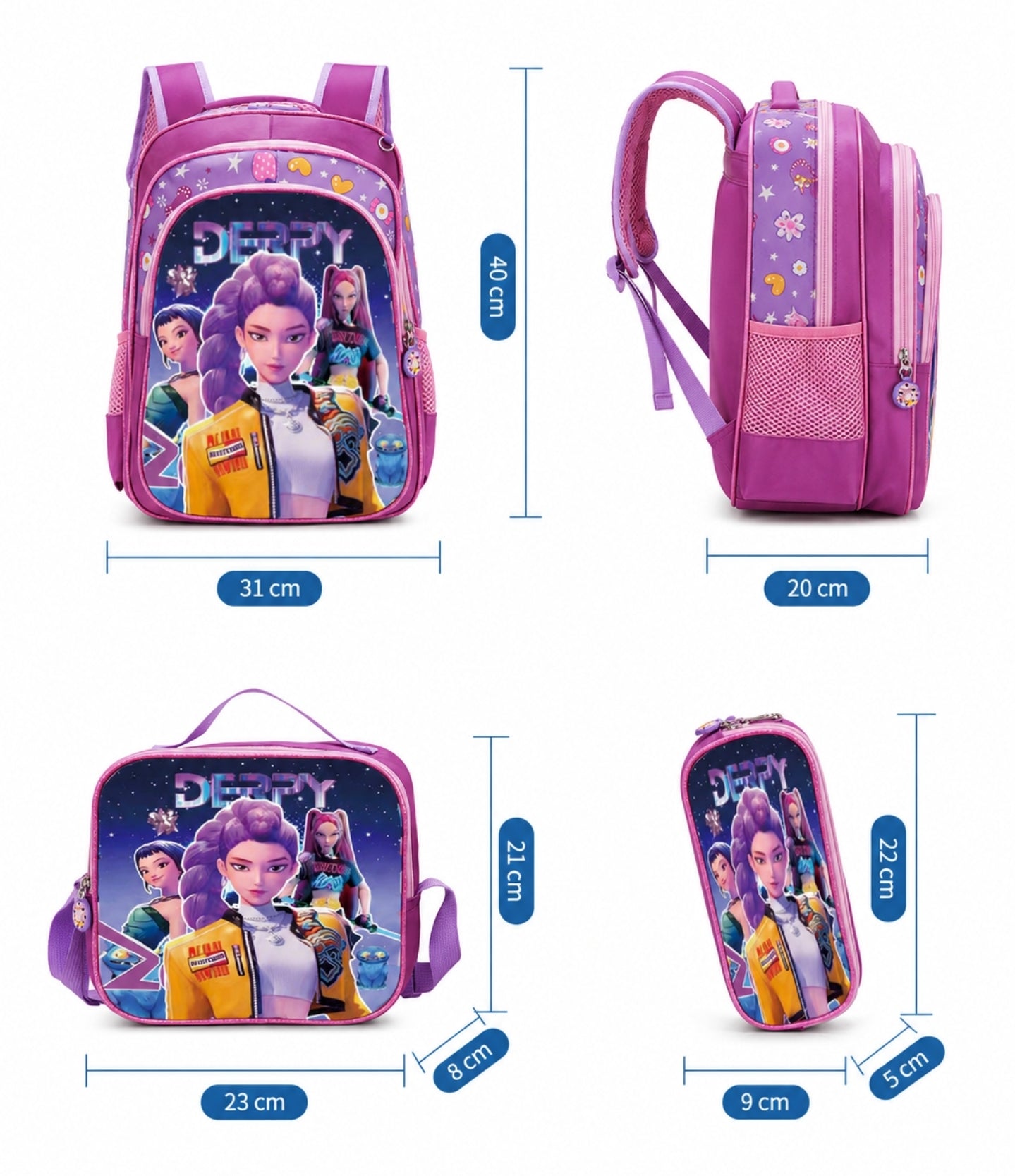 K-Pop Demon Hunters Girls 3-Piece Backpack Set