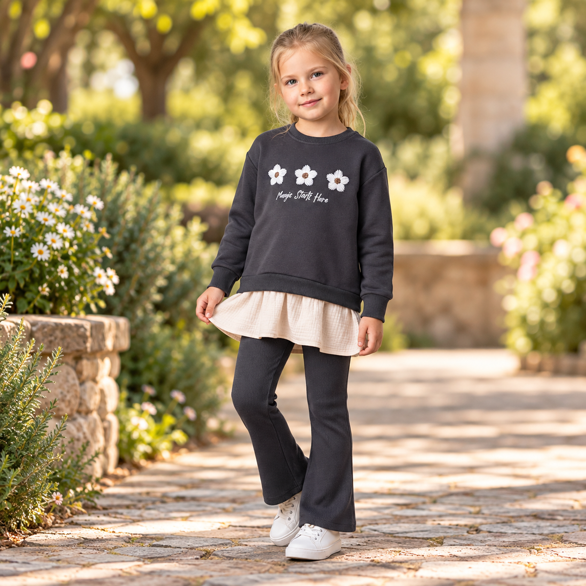 Kids’ Cotton Flower 2-Piece Outfit Set / 2–8Y