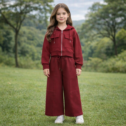 Outfit Set Of 2 Pcs Burgundy Color Size 9-10y