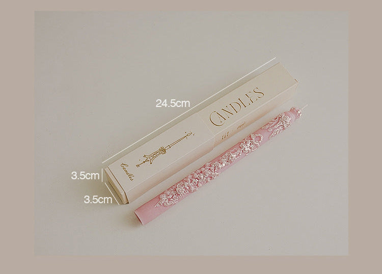 Elegant Floral Taper Candle | 2 Colors