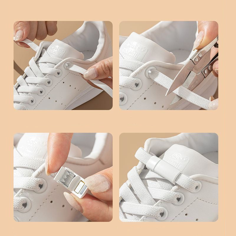 No Tie Elastic Shoelaces 100cm Black Or White