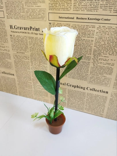 Rose Flower Pen with Decorative Pot Stand