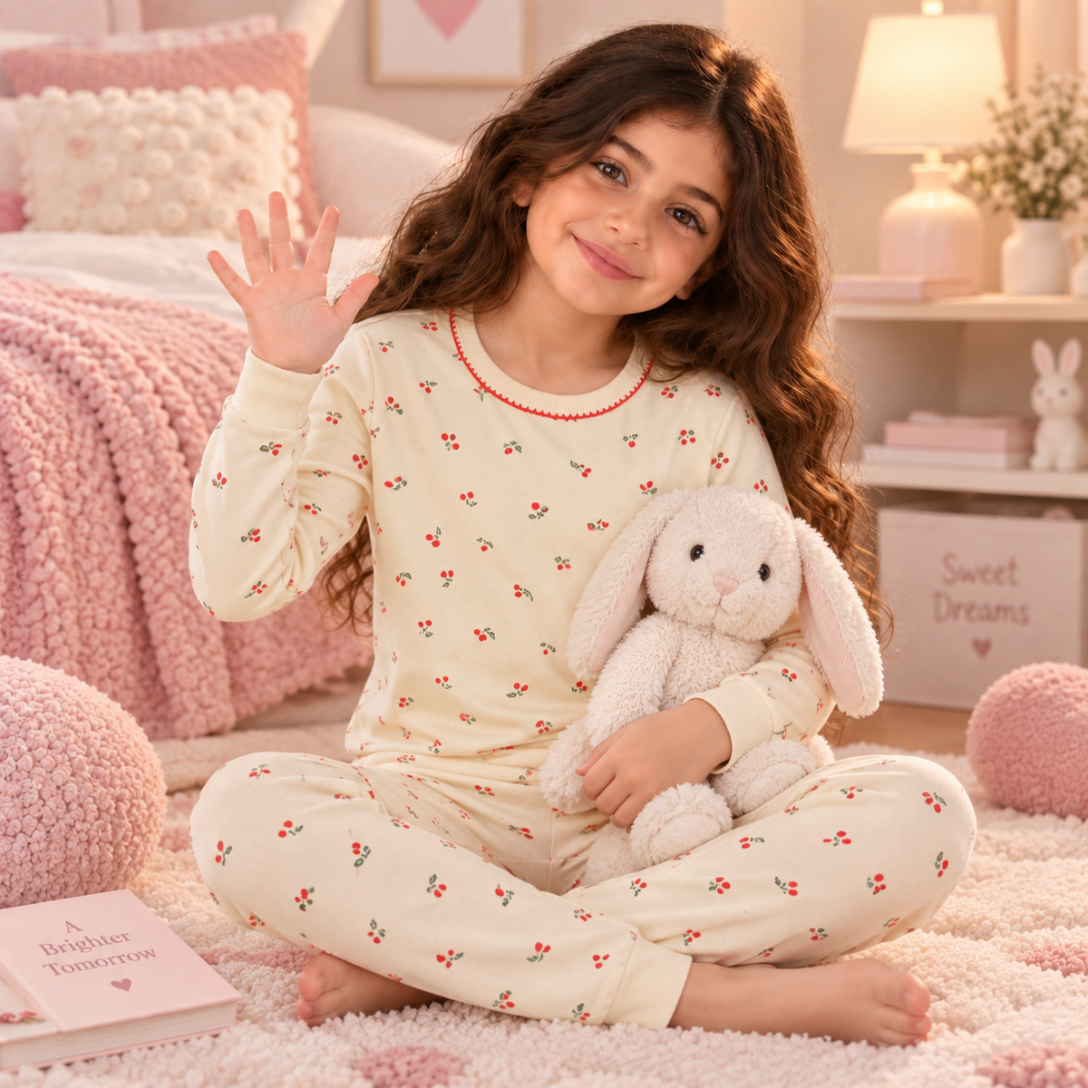 Girls’ 100% Cotton Cherry Pajama Set | 3–14Y