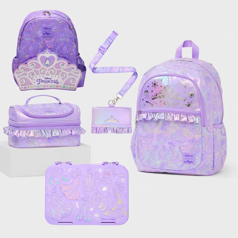 Smiggle Princess Design Set Of 3pcs Bottle Lunch Box Backpack 42cm