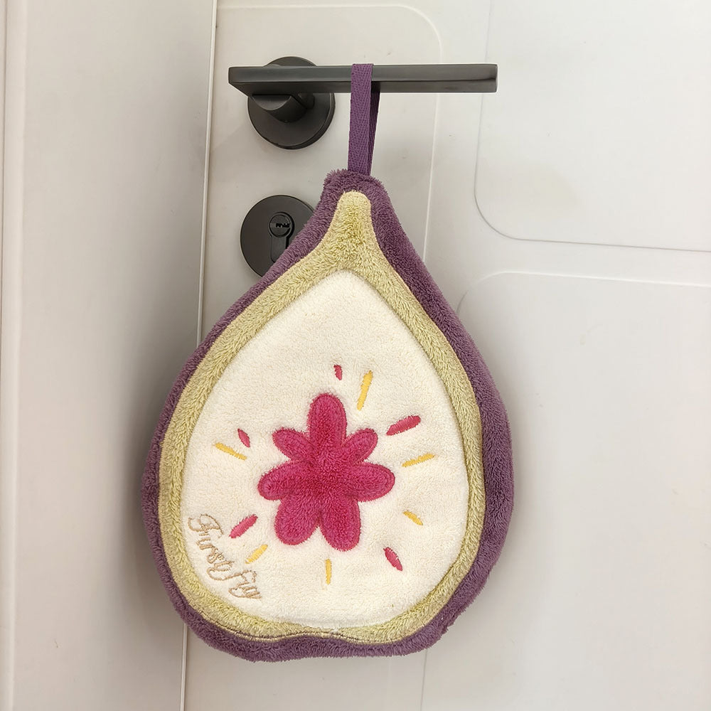 Cute Fruit Chenille Hanging Hand Towel – 25 × 19 cm