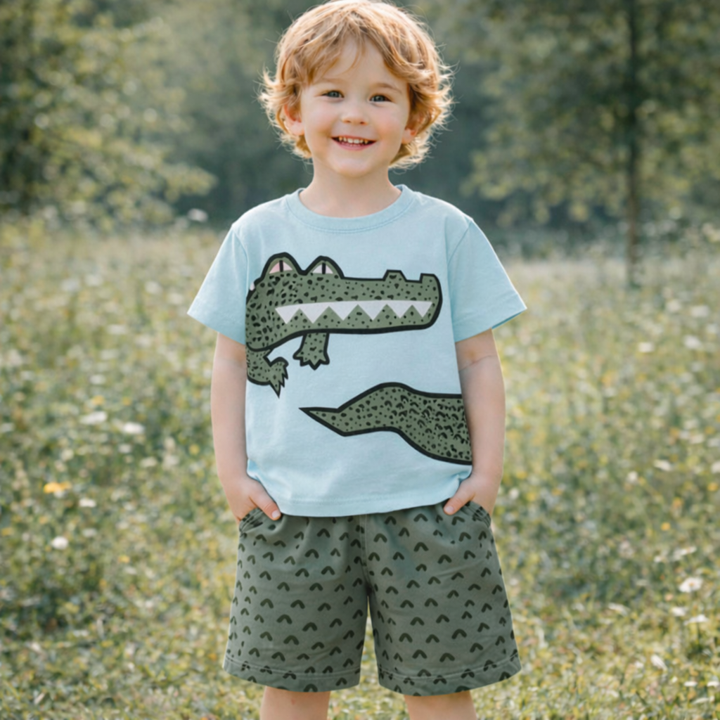 Boys Cotton Crocodile – Soft Summer Outfit (3–10Y)