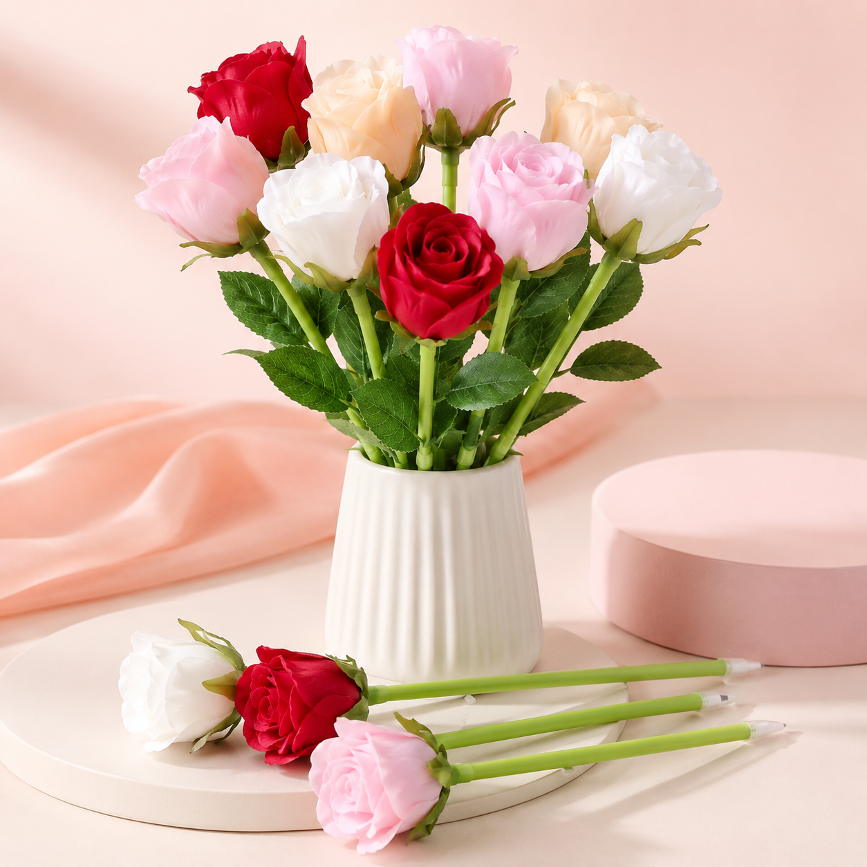 Artificial Rose Flower Pen – Assorted Colors