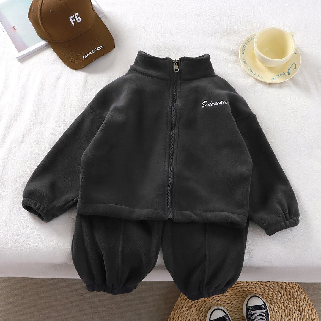 Warm Fleece Outfit Casual Wear Black/Pink Colors Size 3-10y