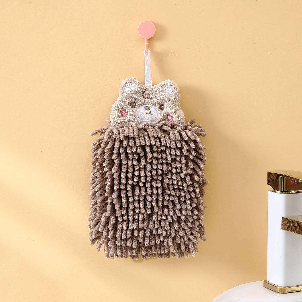 Cute Animal Chenille Hanging Hand Towel – 28 × 18 cm