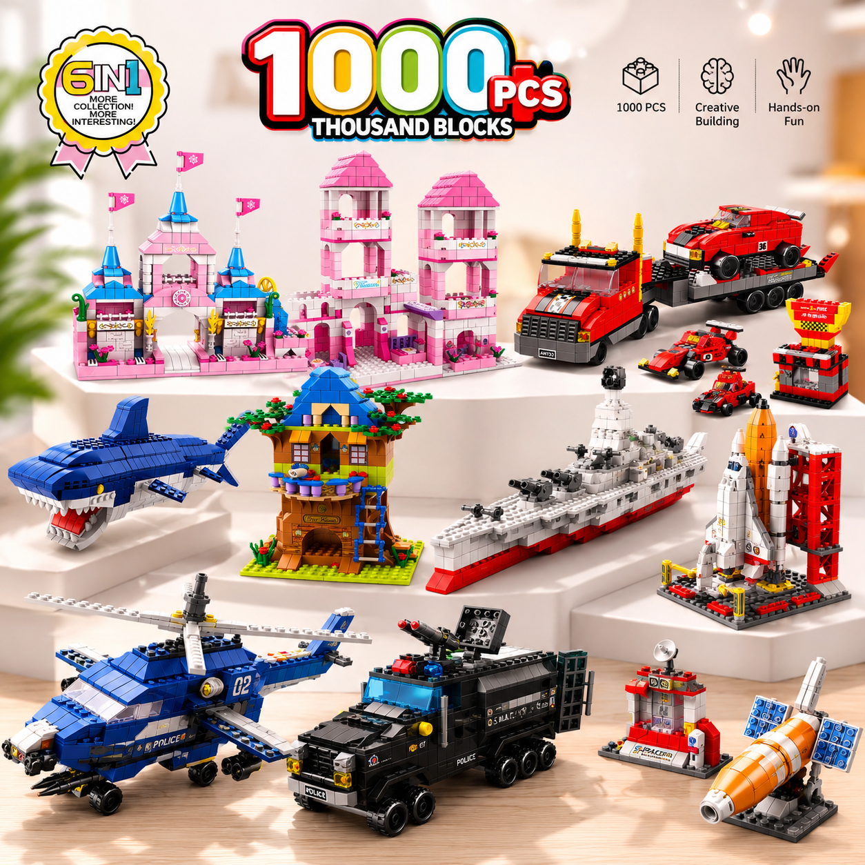 1000PCS 6-in-1 Building Blocks Collection Set | 6+