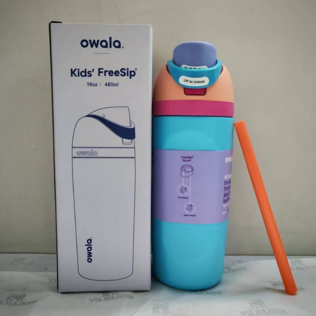 Owala Bottle Stainless Steel Kids' Freesip With Straw 480ml