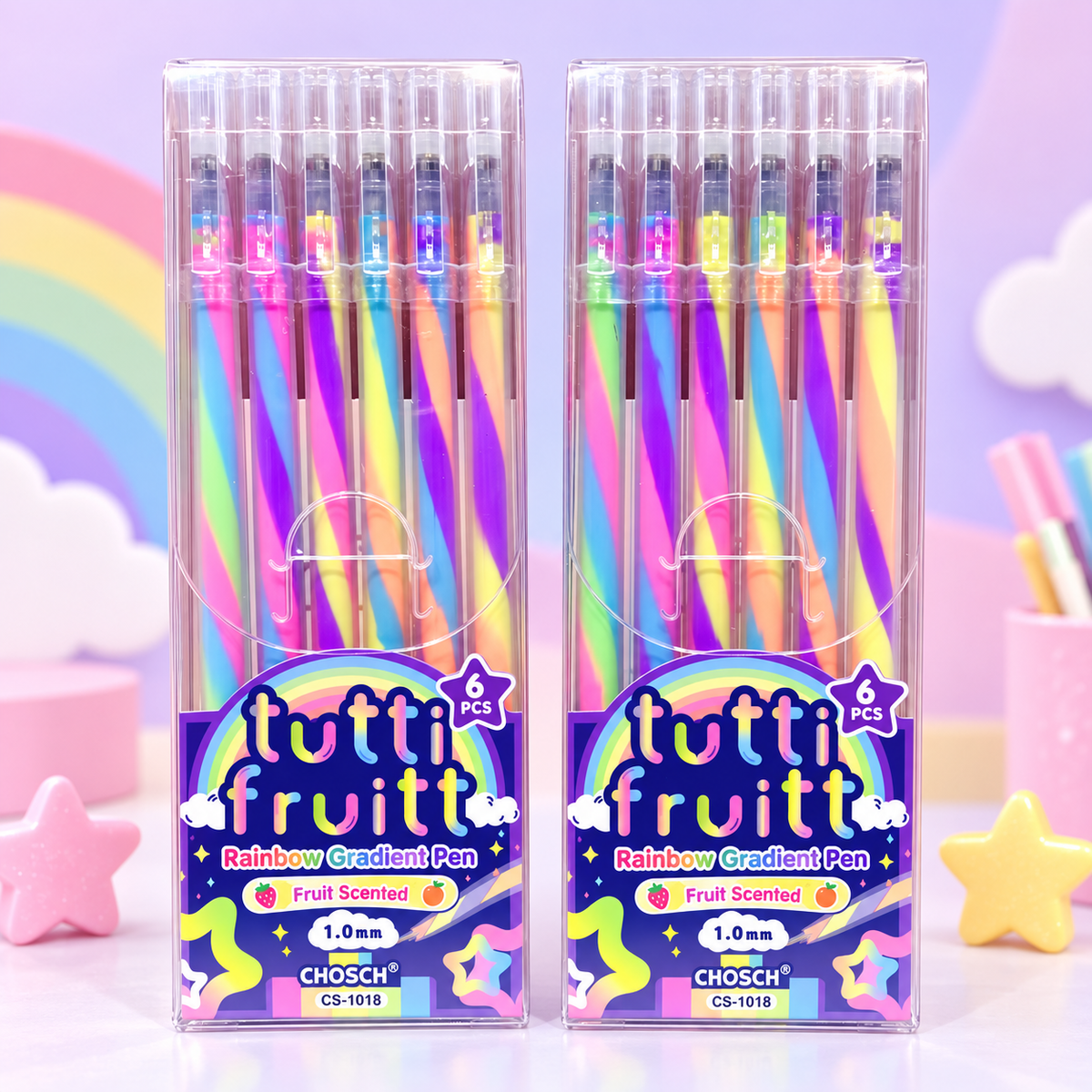 Tutti Frutti Rainbow Gradient Pens – 6 Pcs