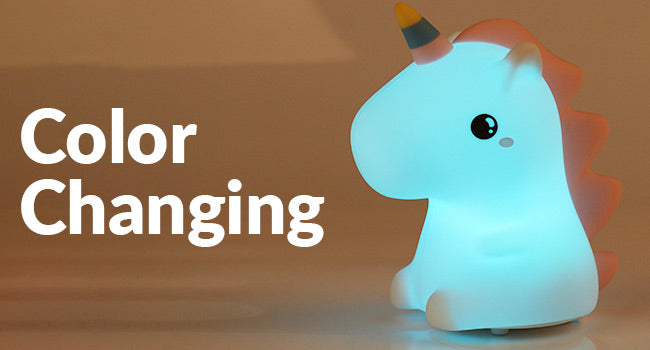 Rainbow Unicorn Night Light Silicone Rechargeable Colorful Lamp LED | 3+