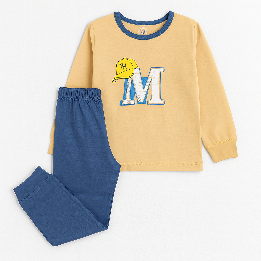 Mustard Pyjama For Boys M Design Size 6-12y
