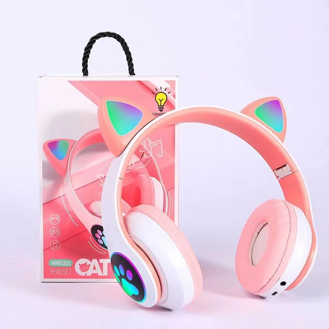 Cute Cat Ear Wireless Headphones- LED Lights, Noise Cancelling & Bluetooth 5.0