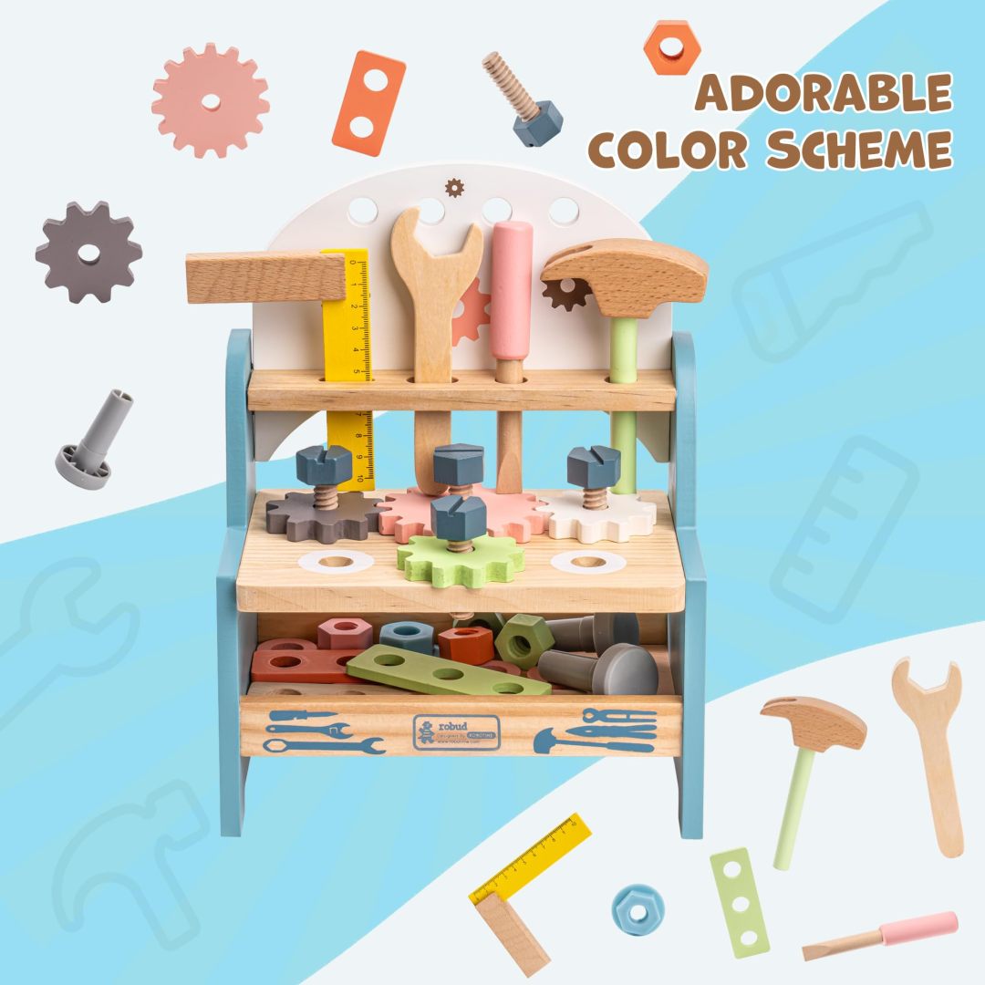 Wooden Montessori Mini Tool Bench / Age 3+