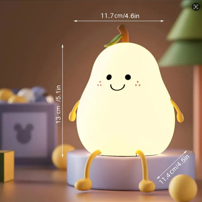 Cute Pear Night Light Silicone Rechargeable Colorful LED | 3+