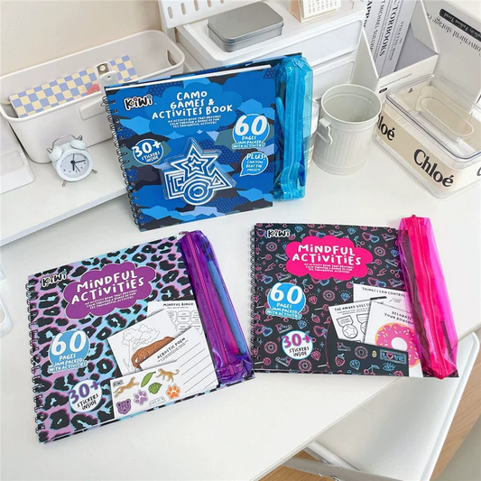 Mindful And Camo Games Activities Colouring Book With Pencil Case And 2 Markers
