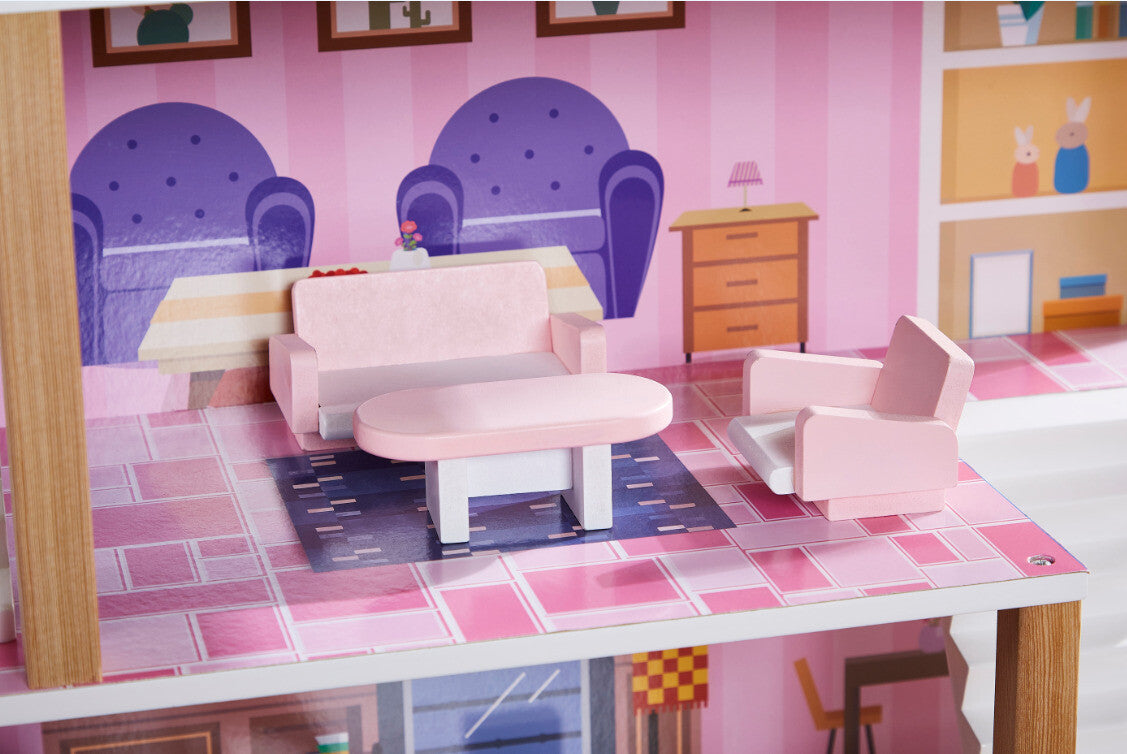 Wooden Doll House With Furniture Accessories Toy For kids