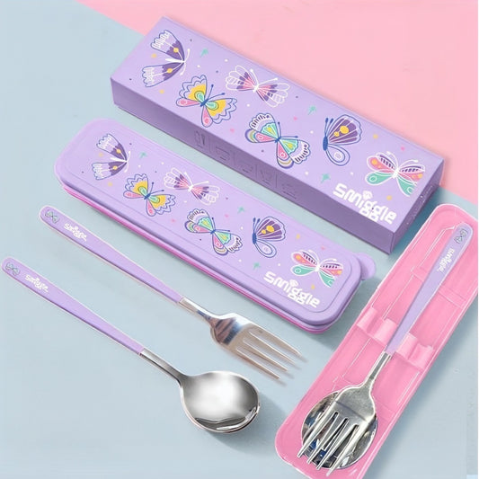 Smiggle Butterfly Set Fork+Spoon With Storage Box