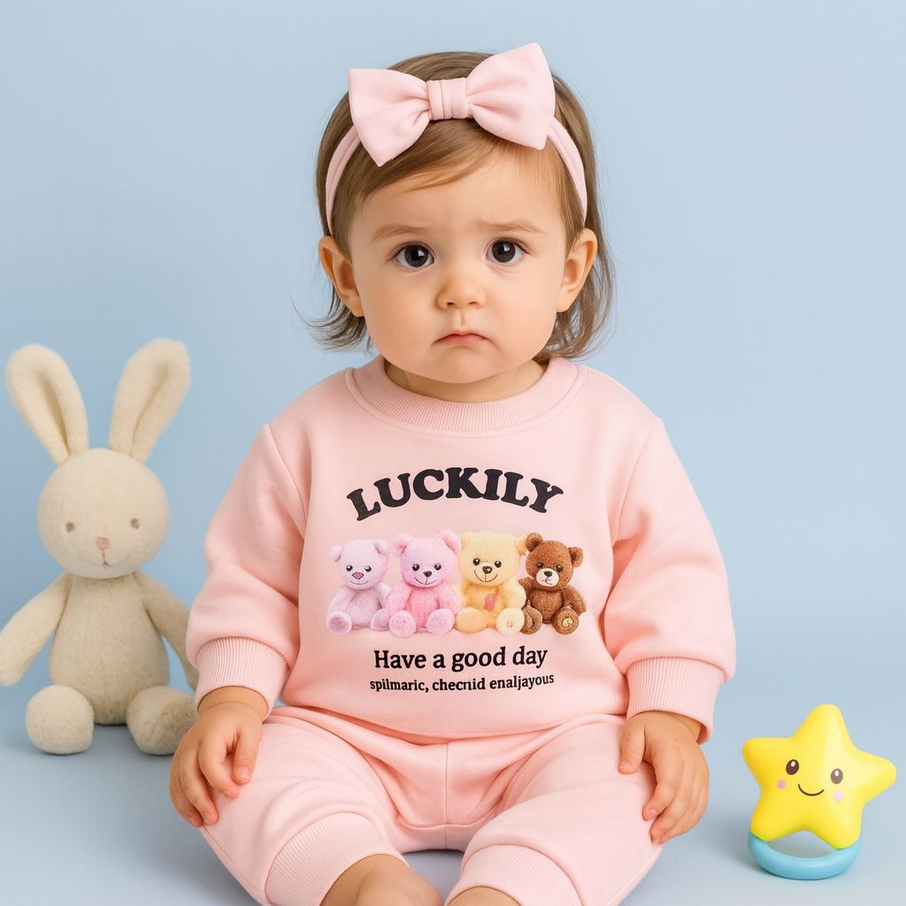 Pyjamas With Fleece For Baby Girl Bears Design Size 6-36 months