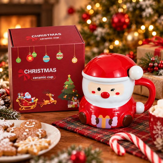 Santa ceramic mug in a festive Christmas setting