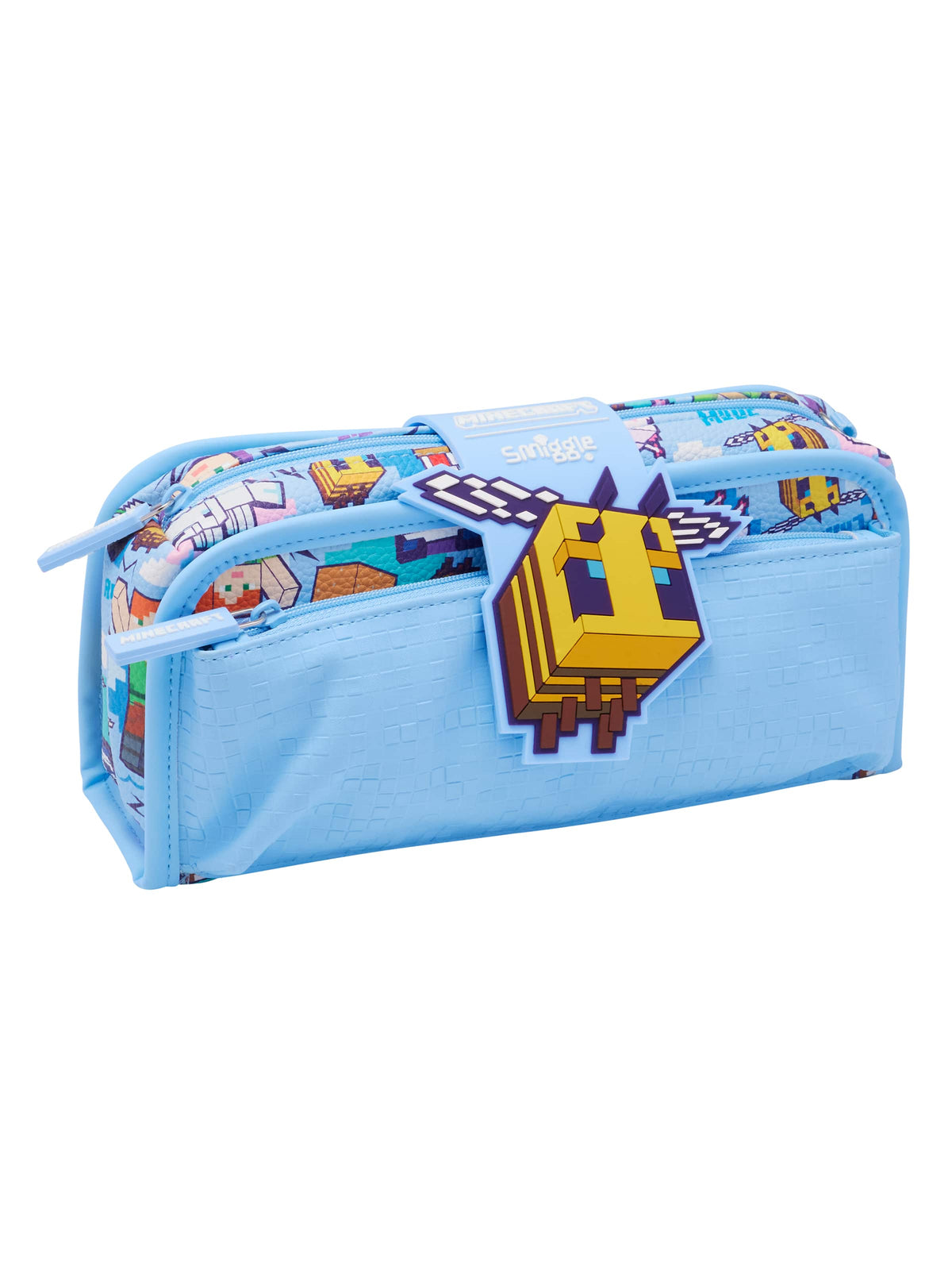 Smiggle Minecraft Utility Pencil Case Light Blue front view