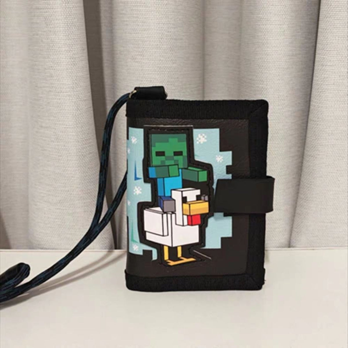 Smiggle Minecraft Chicken Jockey wallet on neutral background