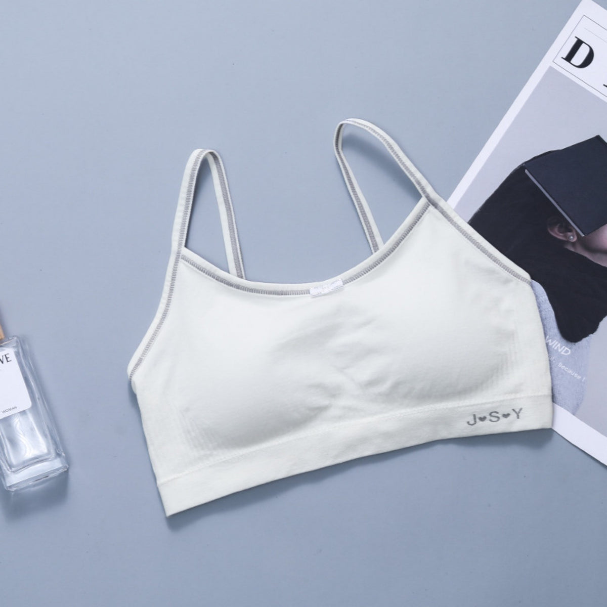 White teen soft stretchy camisole padded bra top