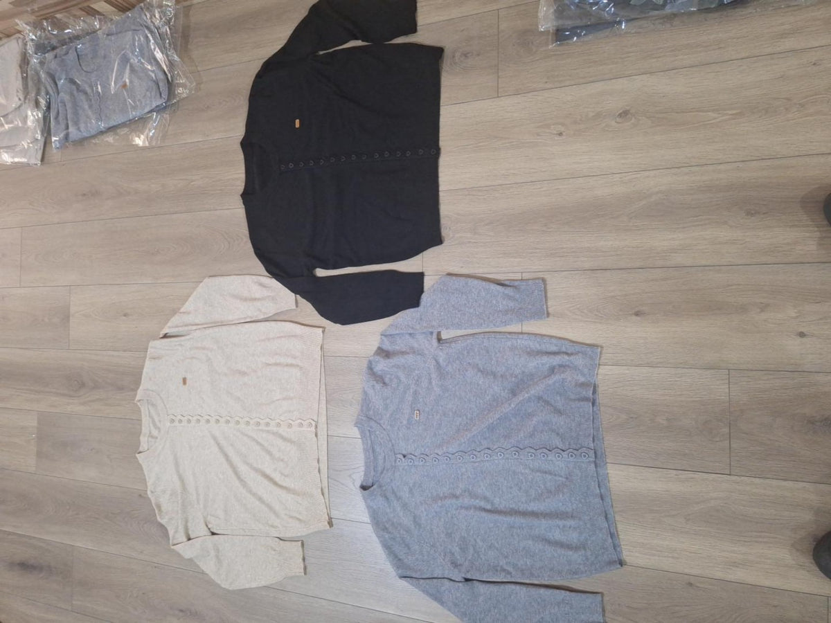 Original product photograph of black beige gray button cardigans